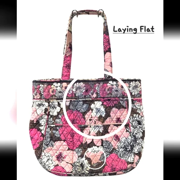 Vera Bradley Pink and Brown Quilted Tote Bag - Picture 8 of 10